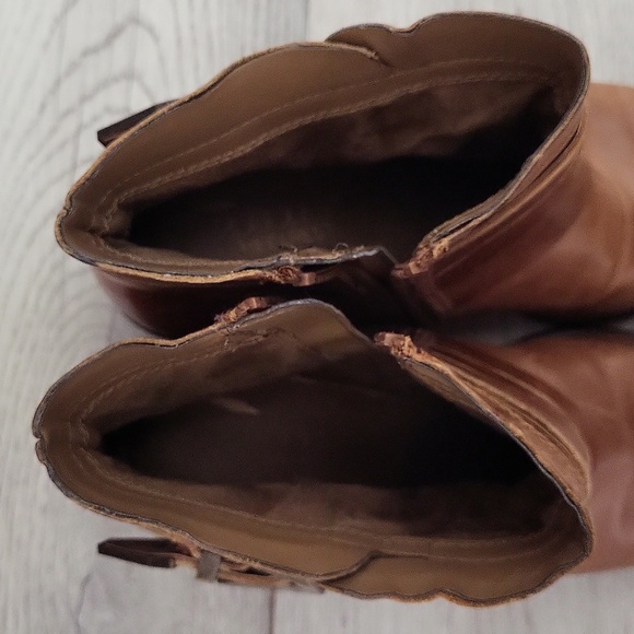 🛍Aerosoles Womens‎ 5 Leather Ankle Boots Heeled Buckle Biker Moto Casual - Picture 6 of 11